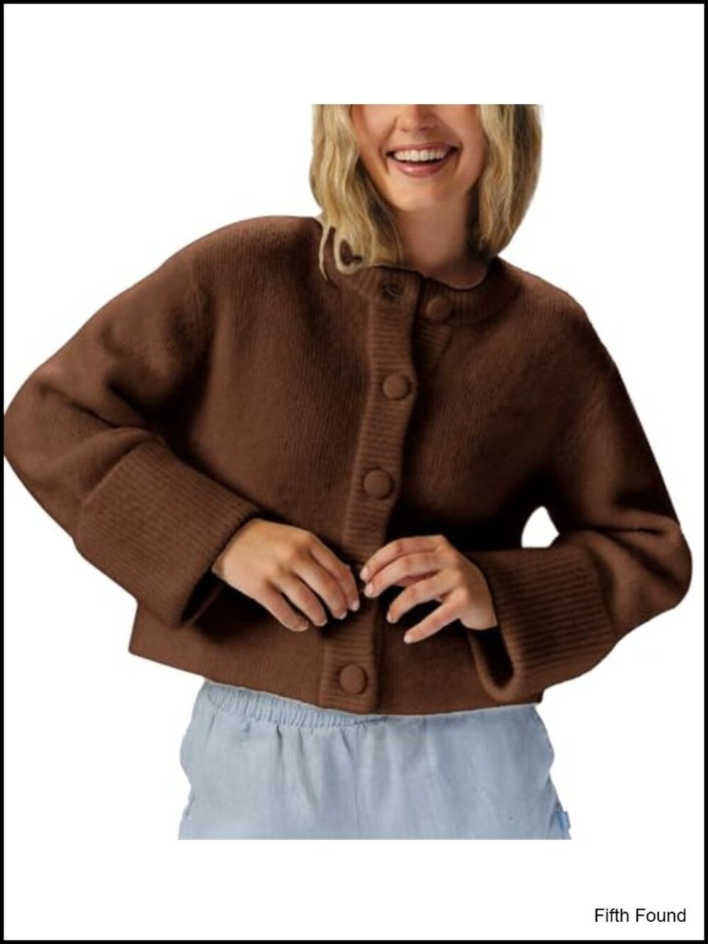 Cropped Chunky Knit Cardigan Lightweight Warm Casual Sweater Jacket